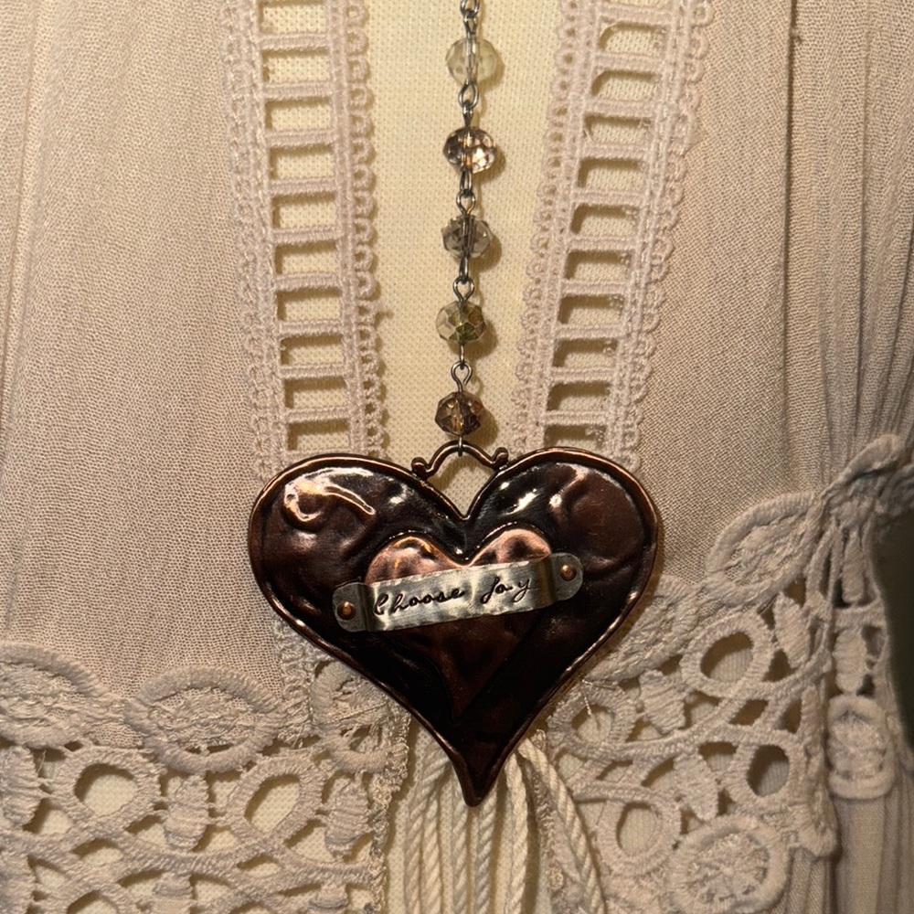 Heart Pendant Necklace with Beaded Chain